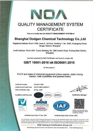 QUALITY MANAGEMENT SYSTEM CERTIFICATE